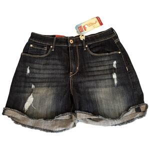 Levis Jean Shorts Womens Size 10 Blue Denim High Rise Distressed Dark Wash NWT
